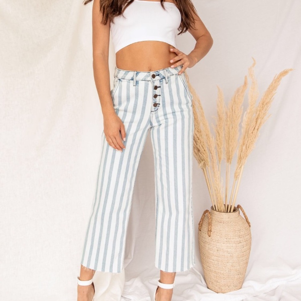Malibu striped high-rise jeans - Picture 2 of 7